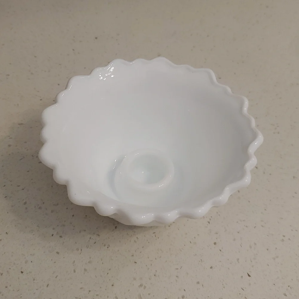 Wild Rose Pattern Milk Glass Taper Candle Holder